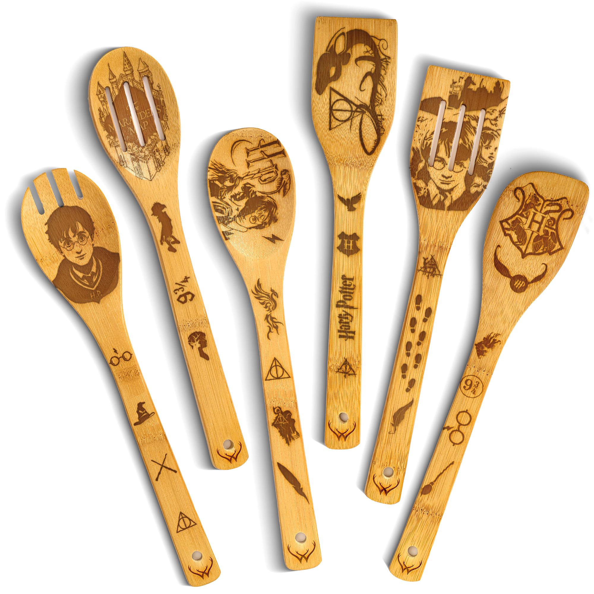 Wooden Spoons for Cooking set of 6 – Premium Wooden Utensil set for everyday use – Versatile Cooking utensils set safe for nonstick pans – Durable wooden spoon kitchen utensils set