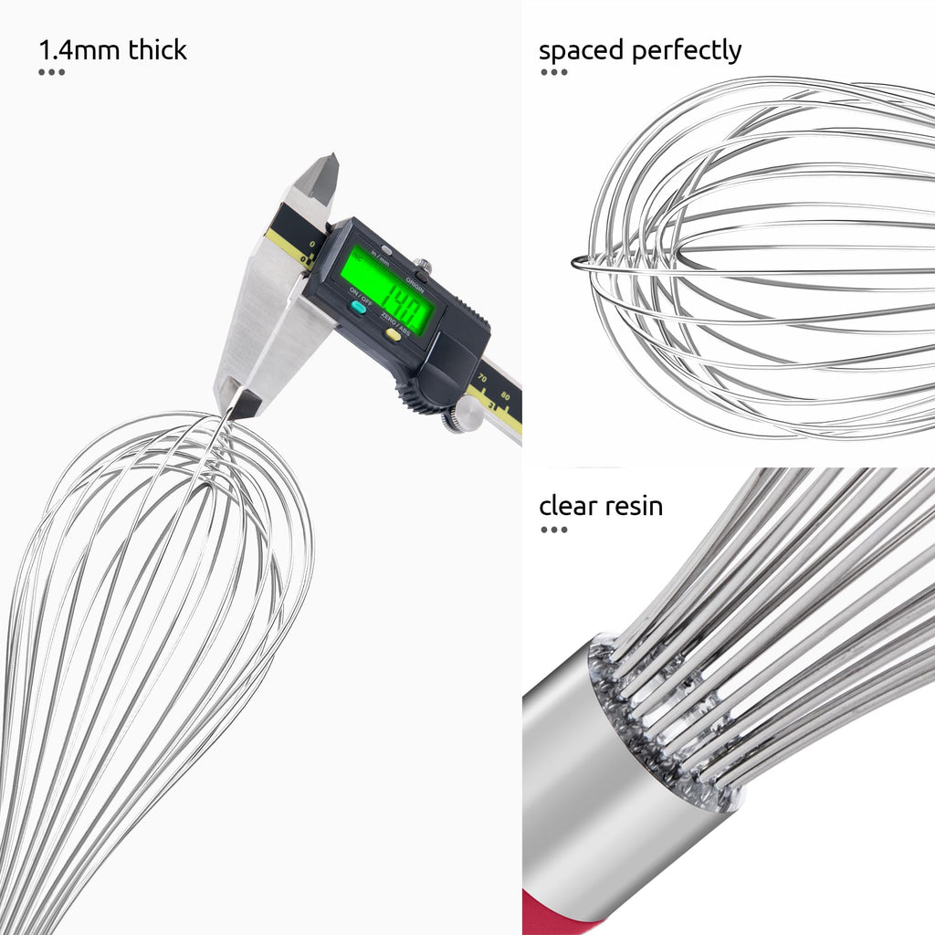 U-Taste Balloon Whisk for Cooking: 18/10 Stainless Steel Kitchen Wire Whisk, Medium Heavy Duty Egg Beater, Manual Baking Mixing Tool with 8 High Flex Wires for Stirring, Blending Sauce (Black)