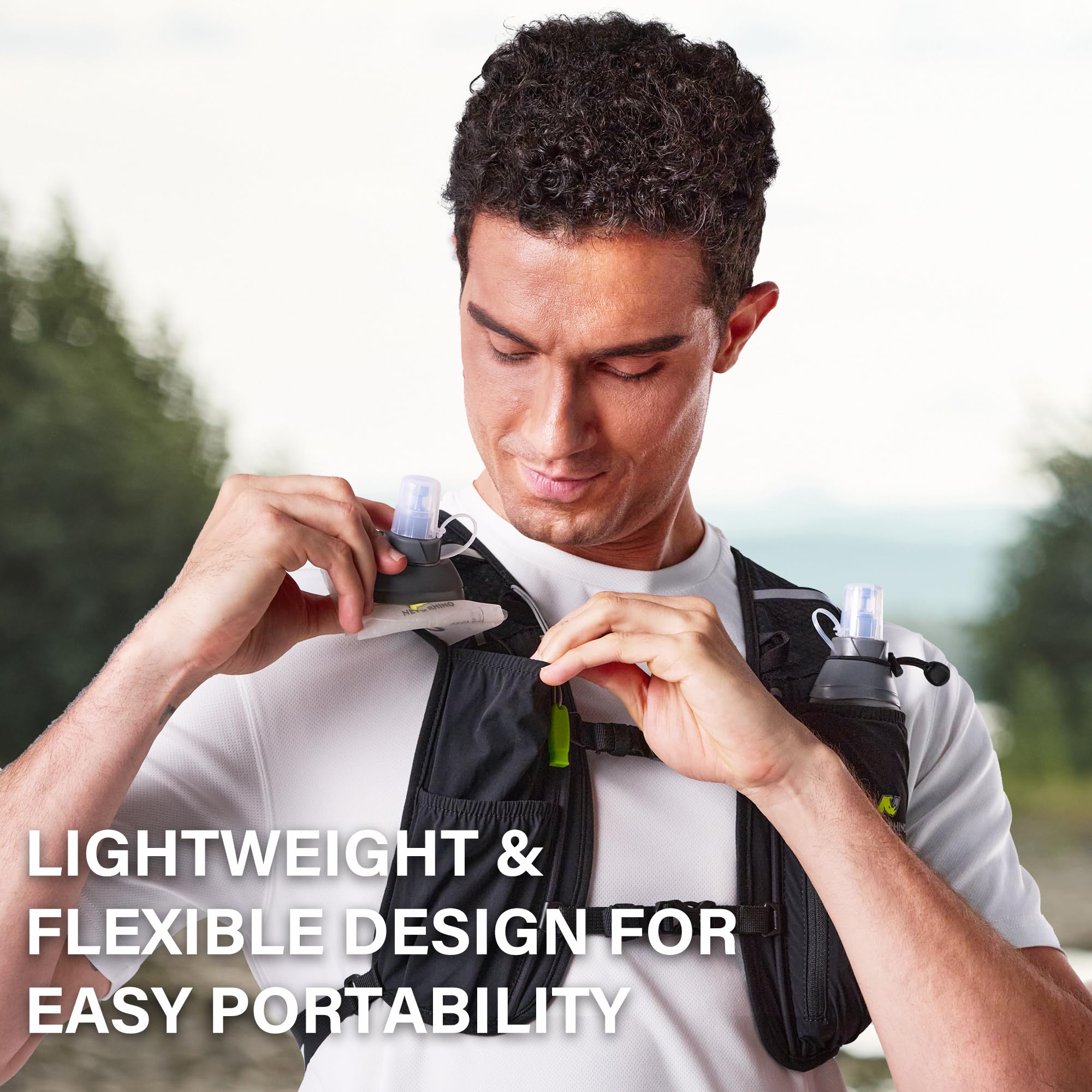 N NEVO RHINO 2PCS Soft Flask, 17oz/500ml TPU Running Water Bottle for Hydration Vests and Running Packs, Leak-proof BPA-Free Collapsible Water Bottles for Running, Hiking, Cycling, Climbing