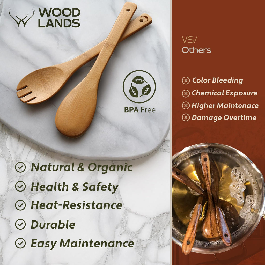 Wooden Spoons for Cooking set of 6 – Premium Wooden Utensil set for everyday use – Versatile Cooking utensils set safe for nonstick pans – Durable wooden spoon kitchen utensils set