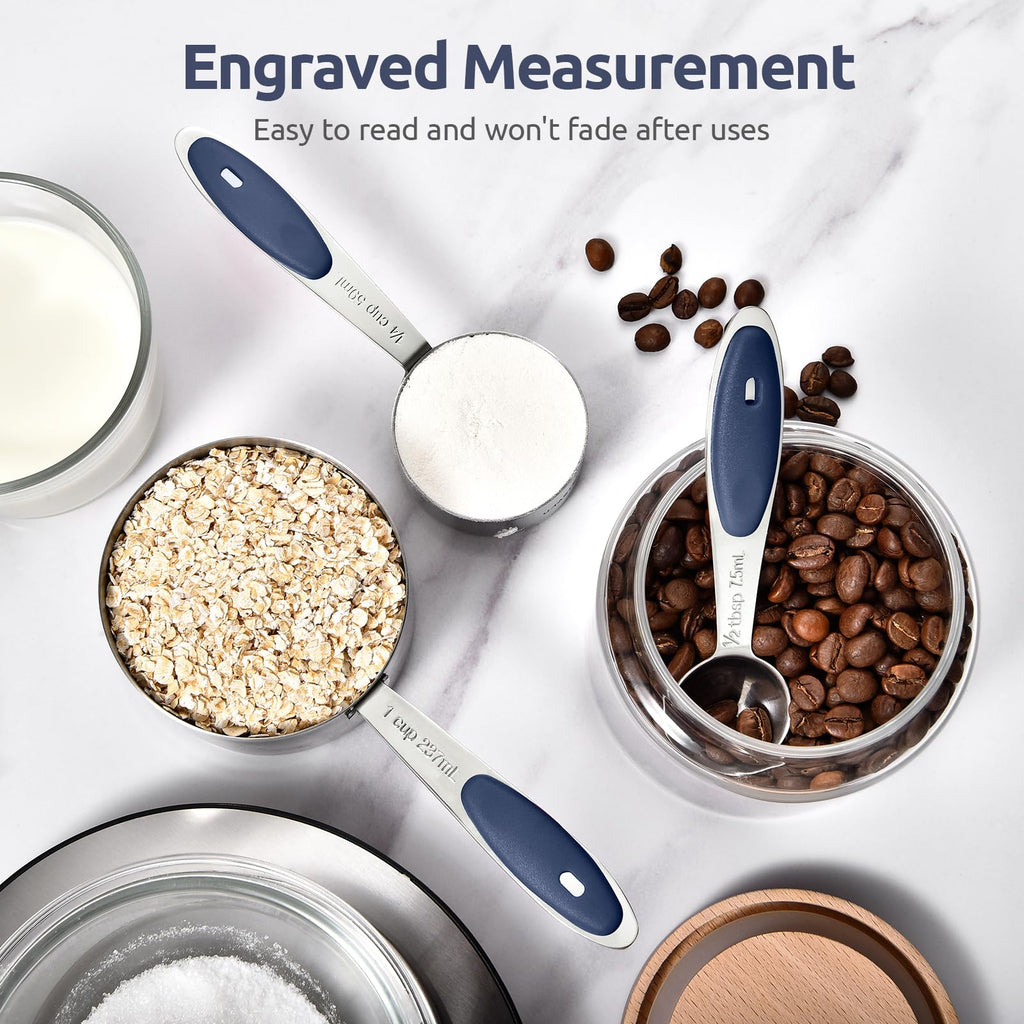 Measuring Cups : U-Taste 18/8 Stainless Steel Measuring Cups and Spoons Set of 10 Piece, Upgraded Thickness Handle(Black)