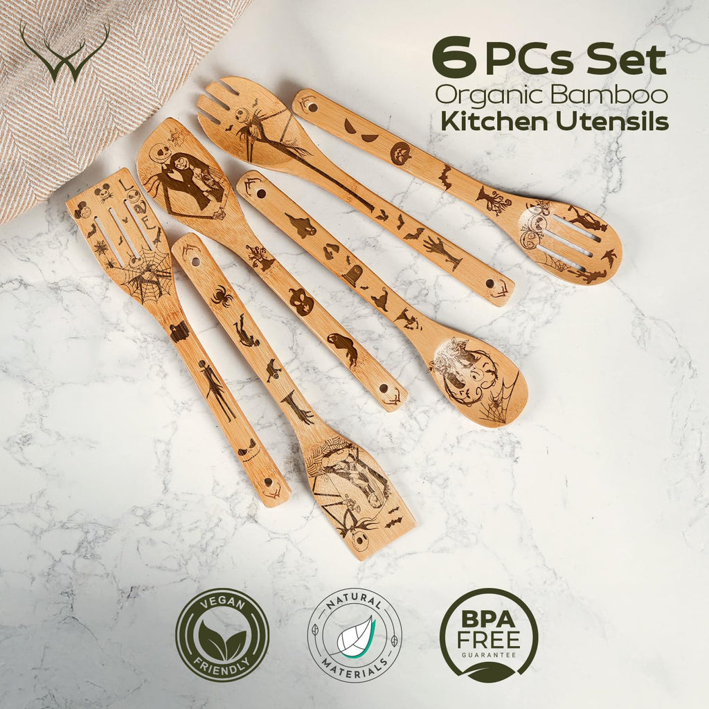 Wooden Spoons for Cooking set of 6 – Premium Wooden Utensil set for everyday use – Versatile Cooking utensils set safe for nonstick pans – Durable wooden spoon kitchen utensils set