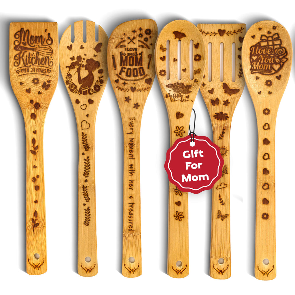 Wooden Spoons for Cooking set of 6 – Premium Wooden Utensil set for everyday use – Versatile Cooking utensils set safe for nonstick pans – Durable wooden spoon kitchen utensils set